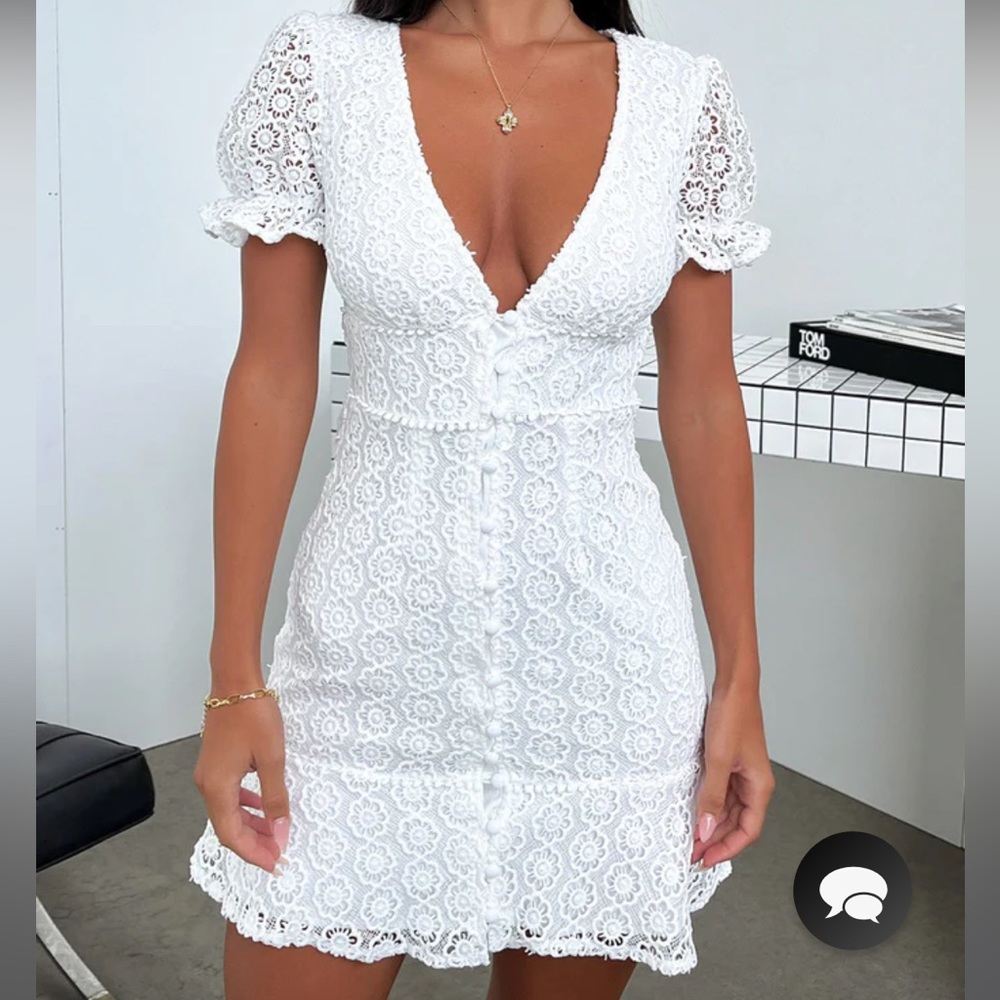 floral laced White dress